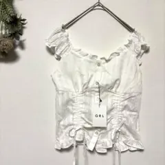 新品✨GRL｜2Wayダブルリボンドロストフリルブラウス｜グレイル｜ホワイト｜F