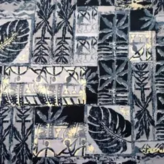 グレー系葉柄綿プリント生地 約48cm×133cm