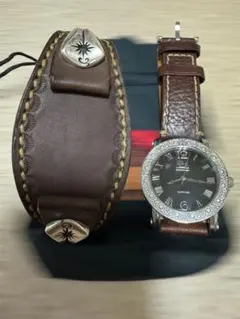 SAAD オニキス レザーベルト コンチョ 腕時計 イーグル フェザー