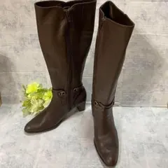 ing ロングブーツ　レザーブーツ　天然皮　ブラウン　本革　24.5