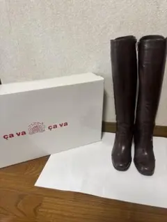 cava cava ダークブラウン レザー ロングブーツ