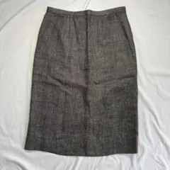 vintage リネン調タイトスカート XL グレー杢 ミモレ丈 きれいめ 古着のサムネイル