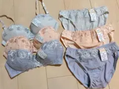 ノンワイヤーブラジャーショーツセット　C70 まとめ売り　紫　グレー　ピンク