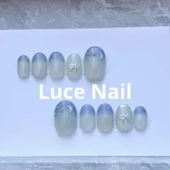 ブルーマググラデーション　ネイルチップ　ショートオーバル　【03437】