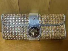 【美品】ケイトスペード クラッチバッグ カゴ ラタン チェック 紫 夏バッグのサムネイル