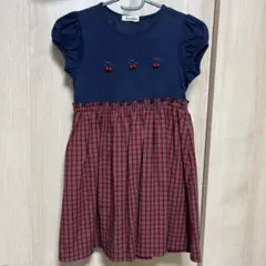 familiar 半袖ワンピース ネイビー チェック柄