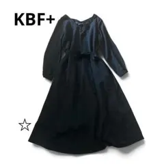 KBF+ ケービーエフプラス Vネックロングワンピース 黒 フリー