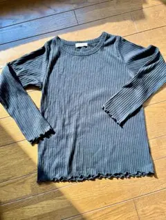 Samansa Mos2 黒リブ編み長袖Tシャツ