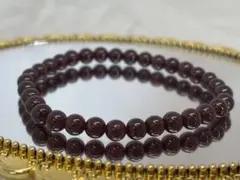 5㎜ロードライトガーネットのパワーストーンブレスレット内径16㎝天然凹みあり