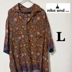 niko and... 半袖シャツ 総柄 オープンカラー L ブラウンのサムネイル