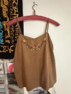 y2k HEALTHY KAREN キャミソール 刺繍入り ブラウンのサムネイル