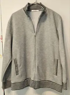 ジップ　カーディガン　3L グレー　起毛　スタンド　ブルゾン　羽織り