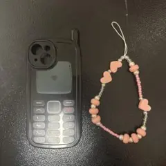 apple iPhone15 ケース　ガラケー風　y2k ハートストラップ