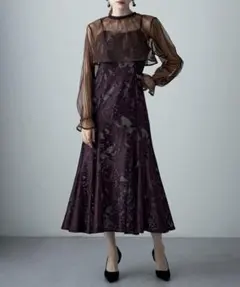 etoll. エトル 3wayシフォンボレロ&レースキャミドレス ブラウン S