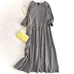 サラウェア Sarahwear リネン混ギンガムチェックギャザーワンピース 麻綿のサムネイル