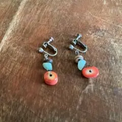 ハンドメイドイヤリング　山珊瑚、アベンチュリン