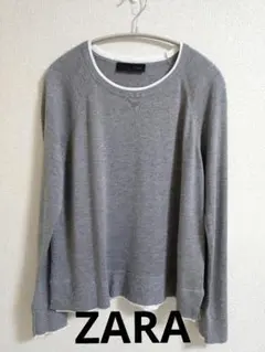 ZARA レイヤード風ニット グレー×ホワイト