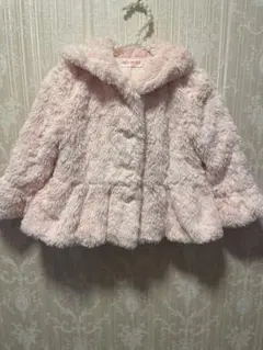 【美品】メゾピアノ mezzopiano フェイクファー コート ピンク 130