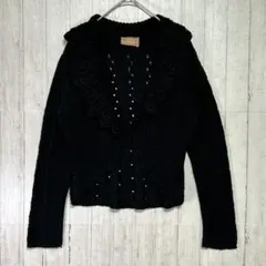 長袖ニットカーディガン　ボレロ　ブラック【S】　レディース