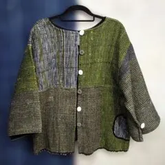 エスニック　新品タグ付き　コットン　裂き織り　2wayジャケット