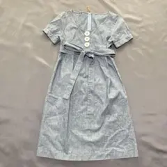 p*f様 デザインボタン付き リネン混膝丈ワンピース スコットクラブ