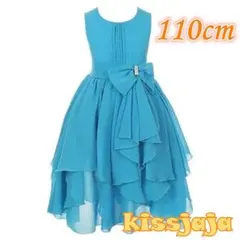 110cm❤新品 子供ドレスキッズドレス結婚式 フォーマル キッズドレスブルー