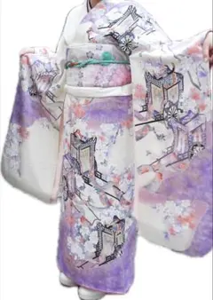 振袖フルセット パープル ホワイト ピンク 紫 白