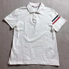 極美品　モンクレール　ポロシャツ　メンズ　ブルー　3B トリコロール　綿　ロゴ 極美品 モンクレール ポロシャツ メンズ ブルー 3B トリコロール 綿