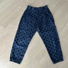 ダークブルー ドット柄 イージーパンツ