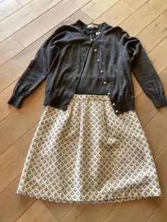 【美品】組曲 カーディガンと半袖ワンピースセットアップ