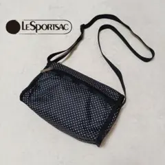 レスポートサック　ドット柄　ショルダーバッグ　黒×白　サブバッグ　旅行
