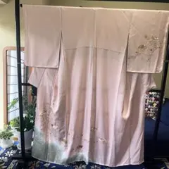 【未使用しつけ付き】美品 正絹 訪問着 扇面文様 絞り 地紋入り ピンクのサムネイル