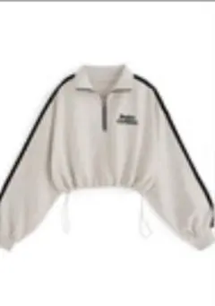 ラインハーフジップ裏起毛スウェットトップス