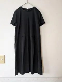 本日最終❋無印良品❋未使用ブラック異素材ストレッチ ワンピース