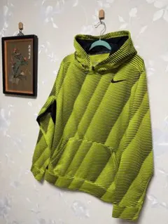 美品Nike ナイキ 蛍光イエロー ストライプ パーカー
