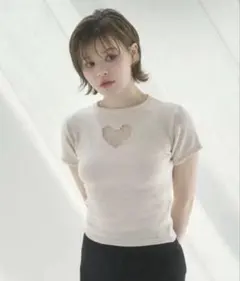 andmary heart point knit tops ivory - メルカリ