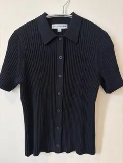 INES DE LA FRESSANGE リブポロカーデ L ネイビー　イネス