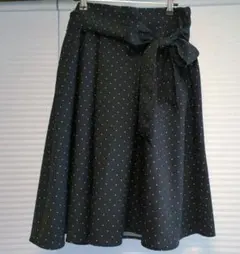 earth music＆ecologyドット柄 リボン付きフレアスカートFサイズ