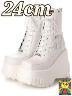 定価14080円 24cm ✞YOSUKE✞ 厚底ウェッジソール ホワイトのサムネイル