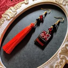 【和風】花札＆タッセルピアス（イヤリング）（桜に幕）【着物】【成人式】【和ゴス】