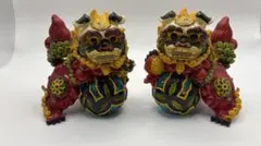 翡翠色 狛犬 置物 ペア 縁起物 魔除 - メルカリ