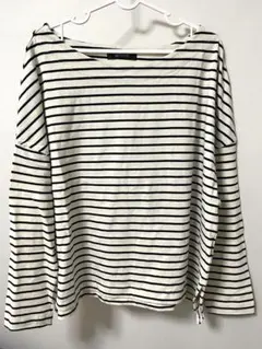 【ナノユニバース】ボーダーワイドドロップトップス