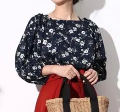 ロペピクニック 花柄 38 オフショルダー2way ブラック レトロ 春 夏 秋