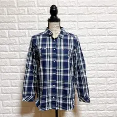 UNTITLED【44】長袖シャツ チェック柄 ネイビー 通勤 コットン