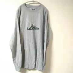 ○古着 アルスタイルアパレル 長袖Tシャツ ロゴ入り グレー