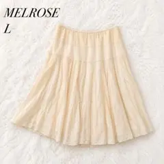 MELROSE シアー 麻混　フレアスカート アイボリー L 膝丈　シンプルのサムネイル