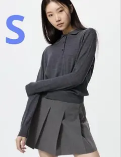 【新品】ユニクロ　メリノポロセーター　GRAY