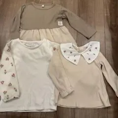 mamara ku ベージュ 長袖カットソー 95cm,100cm