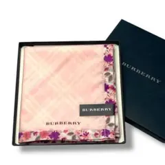 BURBERRY 花柄　大判ハンカチ　チェック　ピンク　未使用品