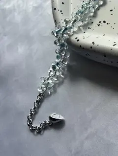 ハンドメイド ライトブルー クリスタルビーズ ブレスレット 全長約18cm
